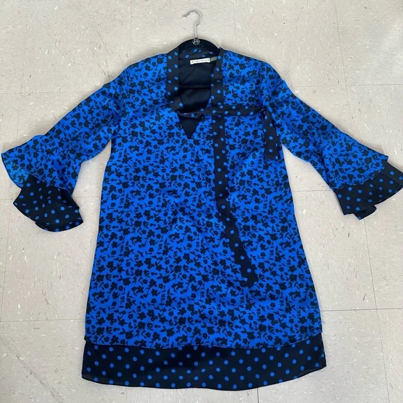 Alice and Olivia blue and black silk dress - Picture 1 of 3